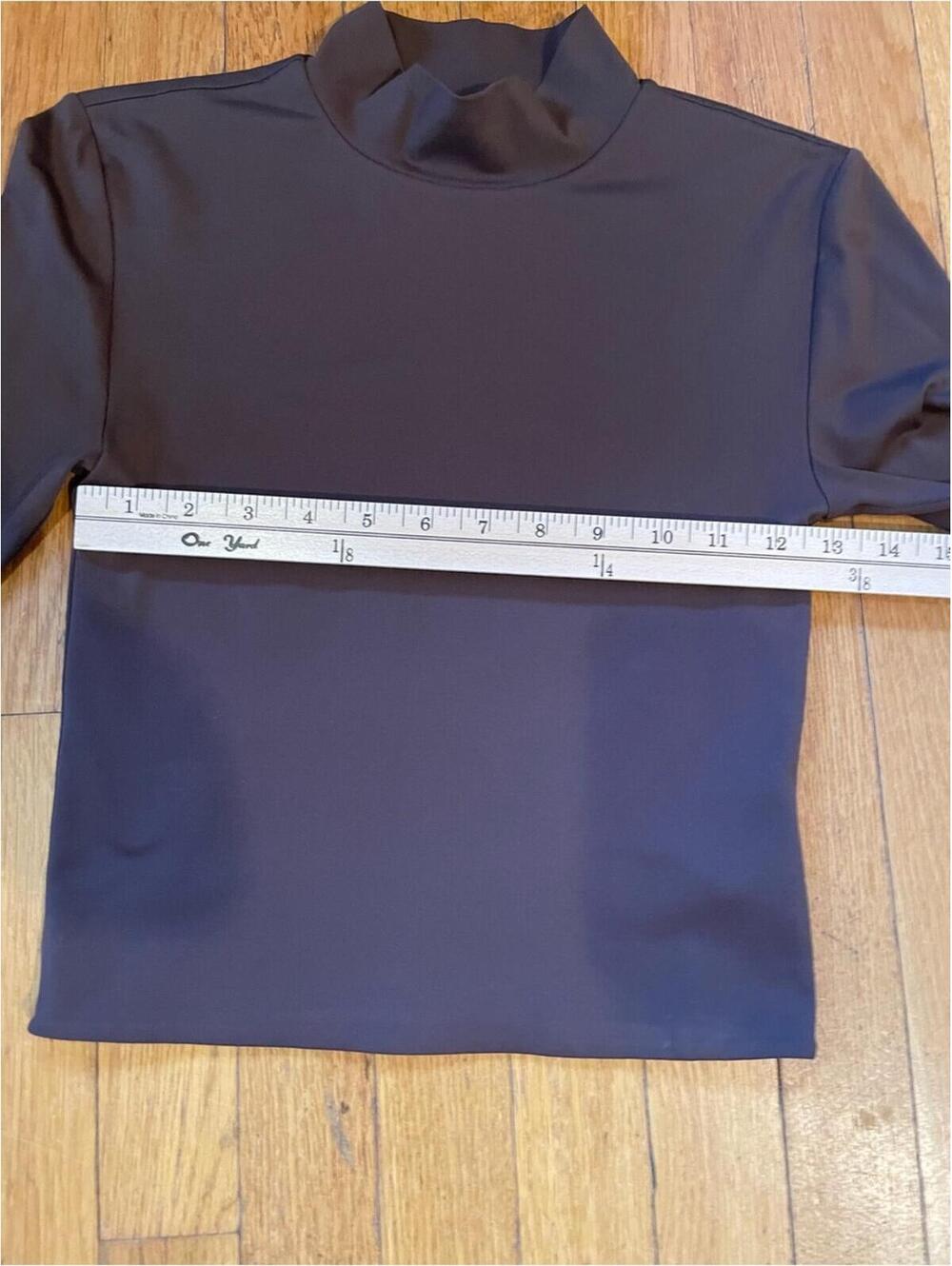 Babaton Aritzia Brown Mock Neck Crop Top Long Sleeve Fitted Stretch Minimalist S - Picture 4 of 5